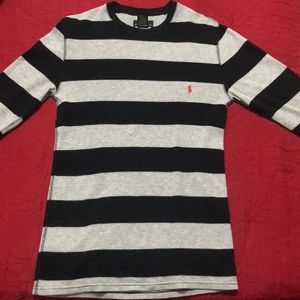 Polo Ralph Lauren Gray and Black Striped Waffle Knit Sleepwear